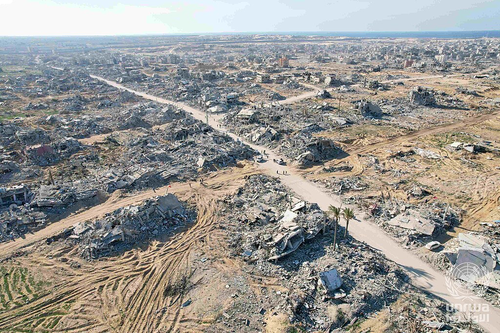 Aerial view showing destruction in Rafah, Gaza Strip, after Israeli forces withdrew and as the ceasefire took hold